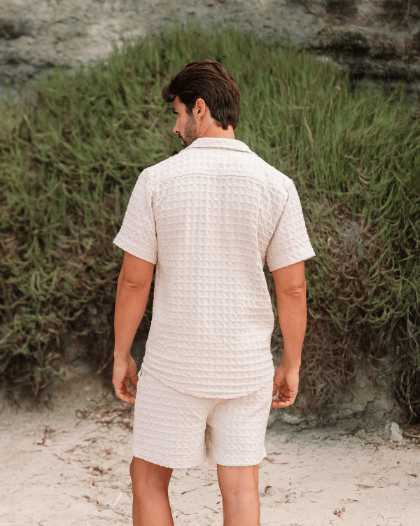 Orb Button Down Waffle Shirt - Sand - Mens - Image 6