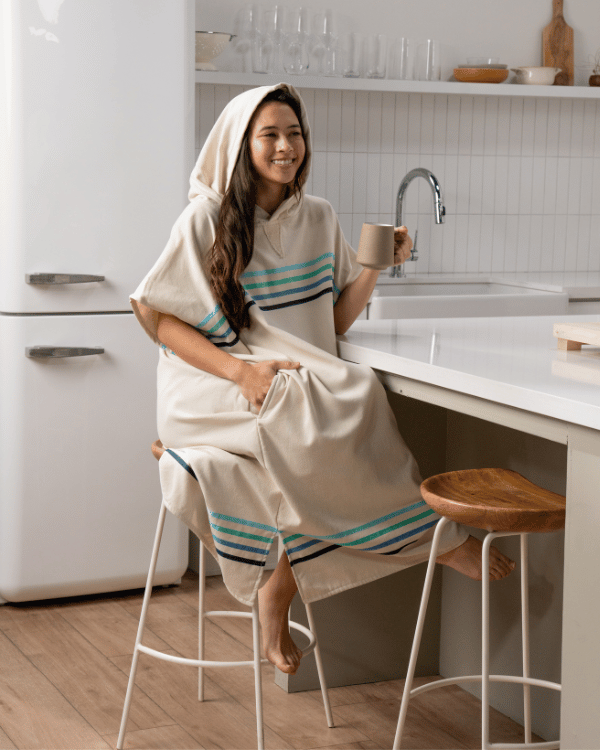 Border Classic Stripe Poncho - Aqua - Image 7