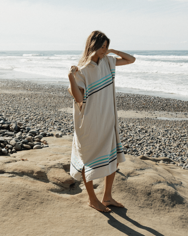 Border Classic Stripe Poncho - Aqua - Image 10