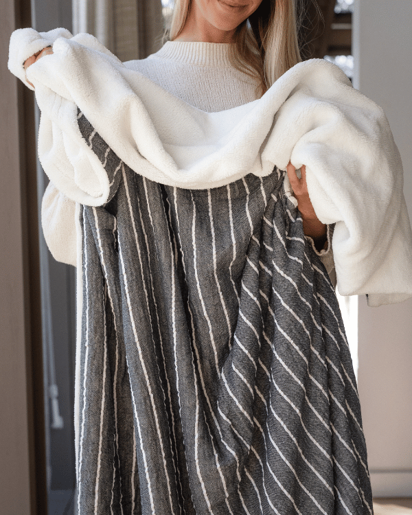Dreamy Stripe Plush Blanket - Black - Image 3