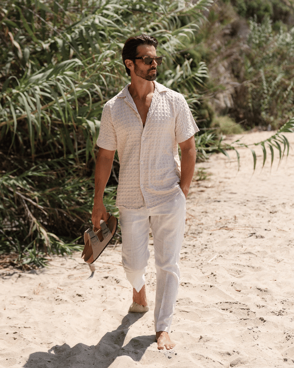 Orb Button Down Waffle Shirt - Sand - Mens - Image 3