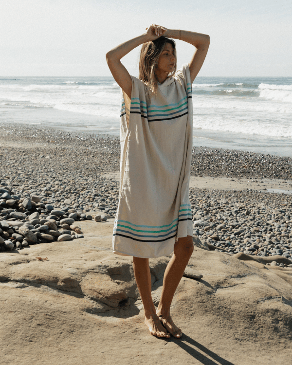 Border Classic Stripe Poncho - Aqua - Image 8