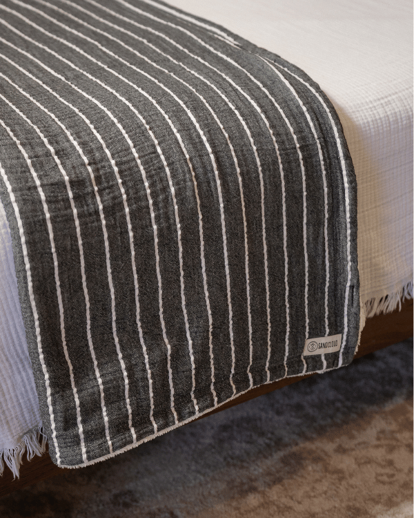 Dreamy Stripe Plush Blanket - Black - Image 7