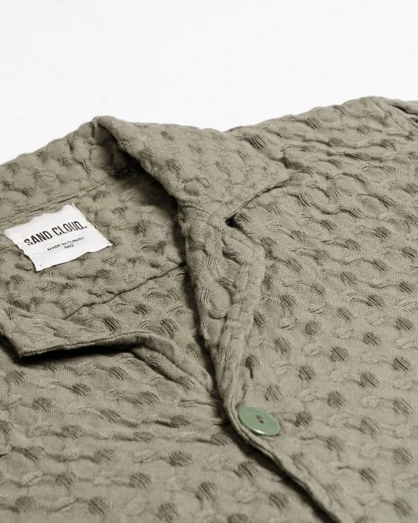 Orb Button Down Waffle Shirt - Olive - Mens - Image 7