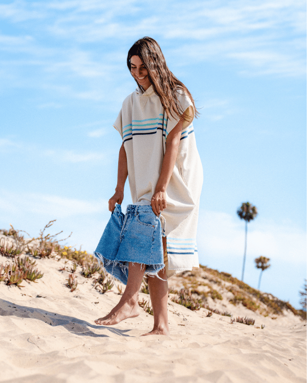 Border Classic Stripe Poncho - Aqua - Image 11