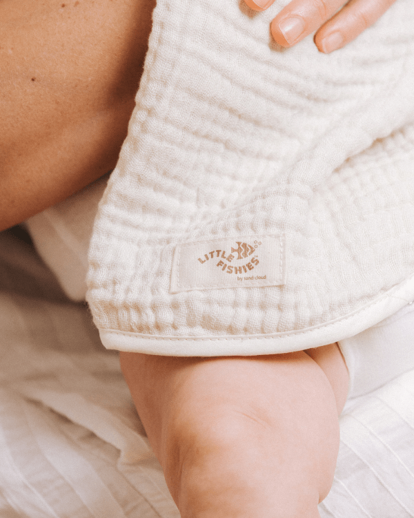 Little Fishies Gauze Burping Cloth Bundle - 3 Pack - Natural / Beige / Warm Taupe - Image 7