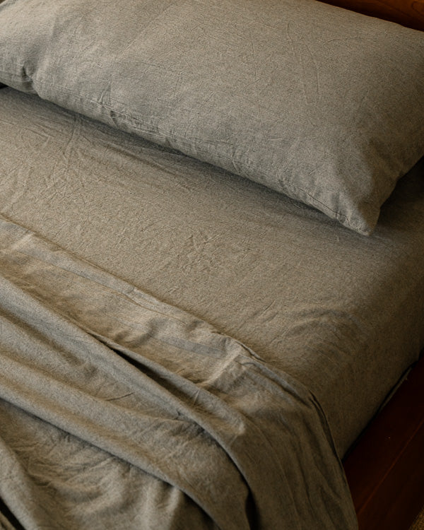 Classic Micro Twill Solid Melange Sheet Set Moss - Image 12