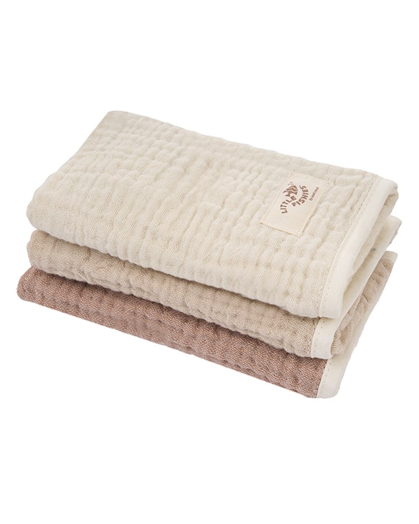 Little Fishies Gauze Burping Cloth Bundle - 3 Pack - Natural / Beige / Warm Taupe - Image 10