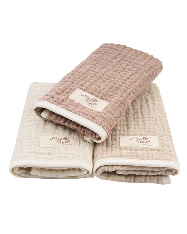 Little Fishies Gauze Burping Cloth Bundle - 3 Pack - Natural / Beige / Warm Taupe - Image 15