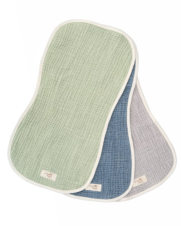 Little Fishies Gauze Burping Cloth Bundle - 3 Pack - Sage / Grey / Navy