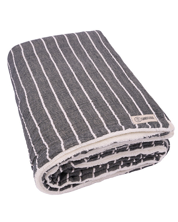 Dreamy Stripe Plush Blanket - Black - Image 4