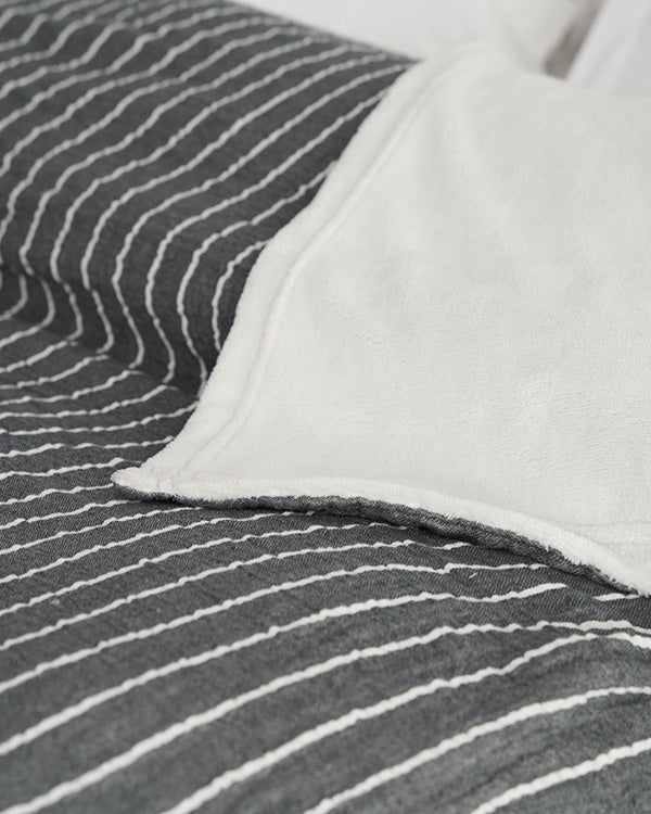 Dreamy Stripe Plush Blanket - Black - Image 6