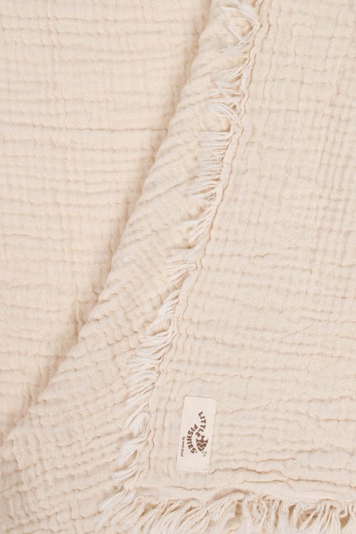 Little Fishies Gauze Receiving Blanket - Natural - Image 5