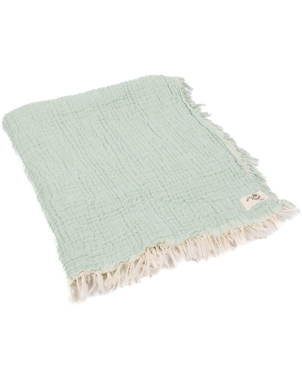 Little Fishies Gauze Receiving Blanket - Seafoam - Image 9