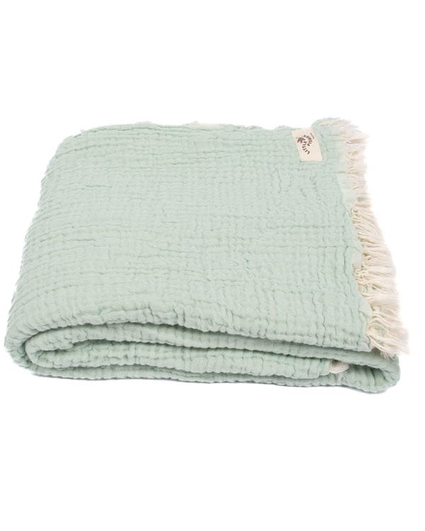 Little Fishies Gauze Receiving Blanket - Seafoam - Image 8
