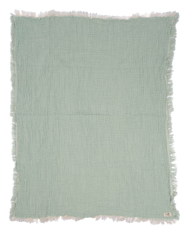 Little Fishies Gauze Receiving Blanket - Seafoam - Image 3