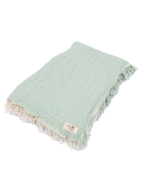 Little Fishies Gauze Receiving Blanket - Seafoam - Image 7