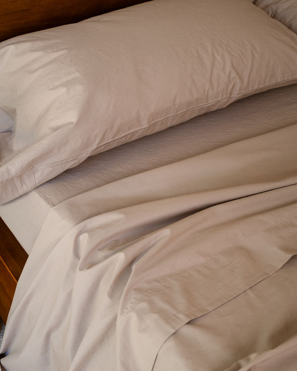 Signature Percale Solid Flat Top Sheet Beige - Image 5