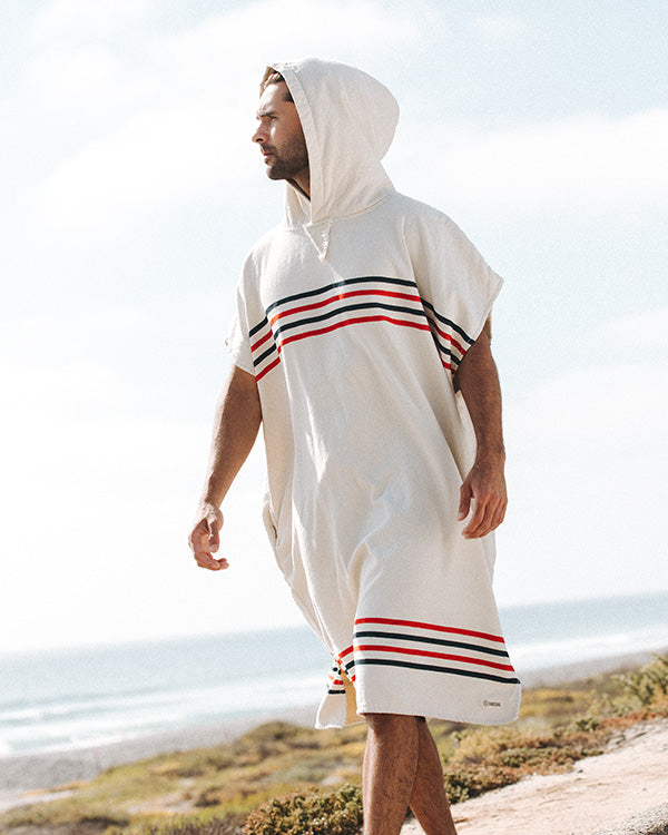 Border Classic Stripe Poncho - Red / Navy - Image 8